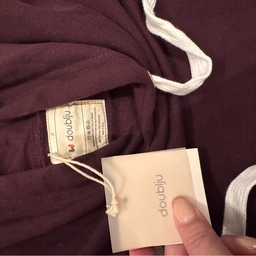 Doublju burgundy Hoodie with White strings Women’… - image 5